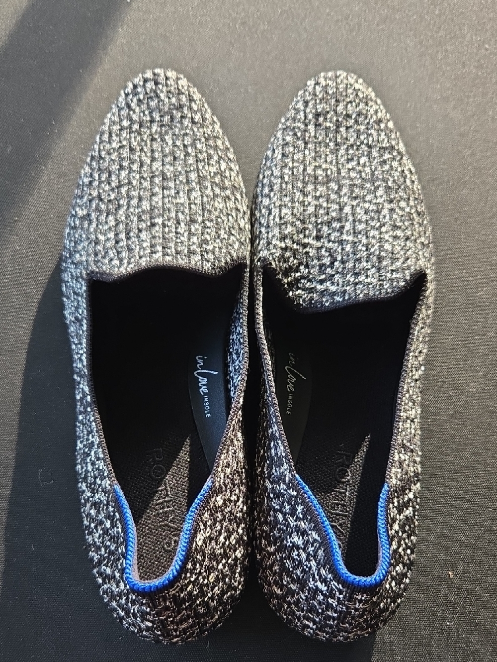 Rothy's Black and White Knit Slip-On Loafers EUC 11.5